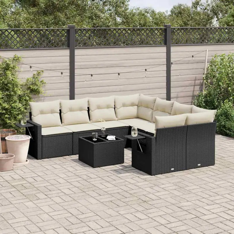 Lounge Tuinset met Waterdichte Tas en Beige Material van Gepoedercoat Staal - Zwart en crème - Tuinsets
