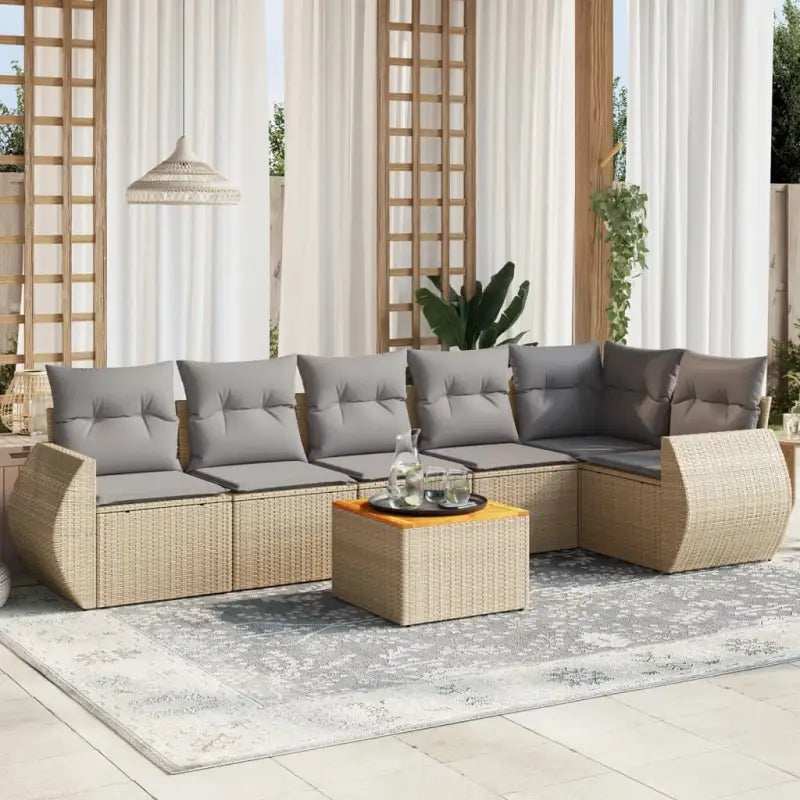 Lounge Tuinset met Waterdichte Tas en Beigemateriaal van Gepoedercoat Staal - Beige en grijs / Tafel + hoek + 3x midden