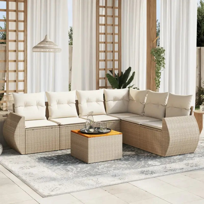 Lounge Tuinset met Waterdichte Tas en Beigemateriaal van Gepoedercoat Staal - Beige / hoek + Tafel + 3x midden