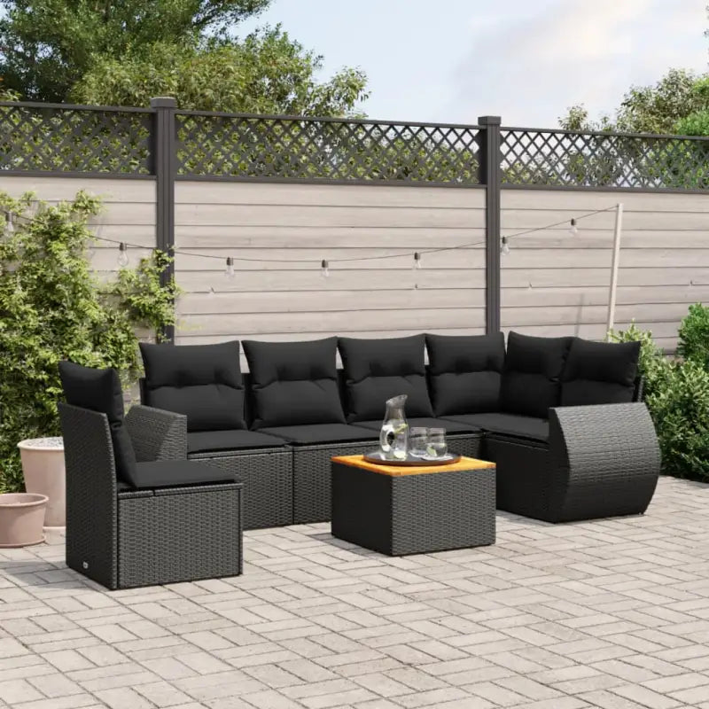 Lounge Tuinset met Waterdichte Tas en Beigemateriaal van Gepoedercoat Staal - Zwart / 3x midden + Tafel + hoek