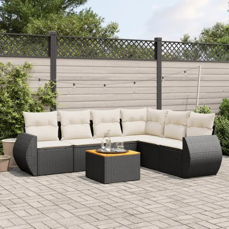 Lounge Tuinset met Waterdichte Tas en Beigemateriaal van Gepoedercoat Staal - Zwart en crème / hoek + Tafel + 3x midden