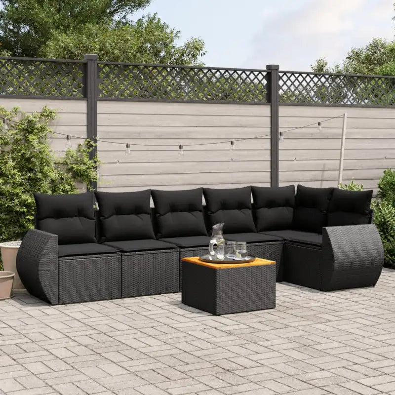 Lounge Tuinset met Waterdichte Tas en Beigemateriaal van Gepoedercoat Staal - Zwart / Tafel + hoek + 3x midden