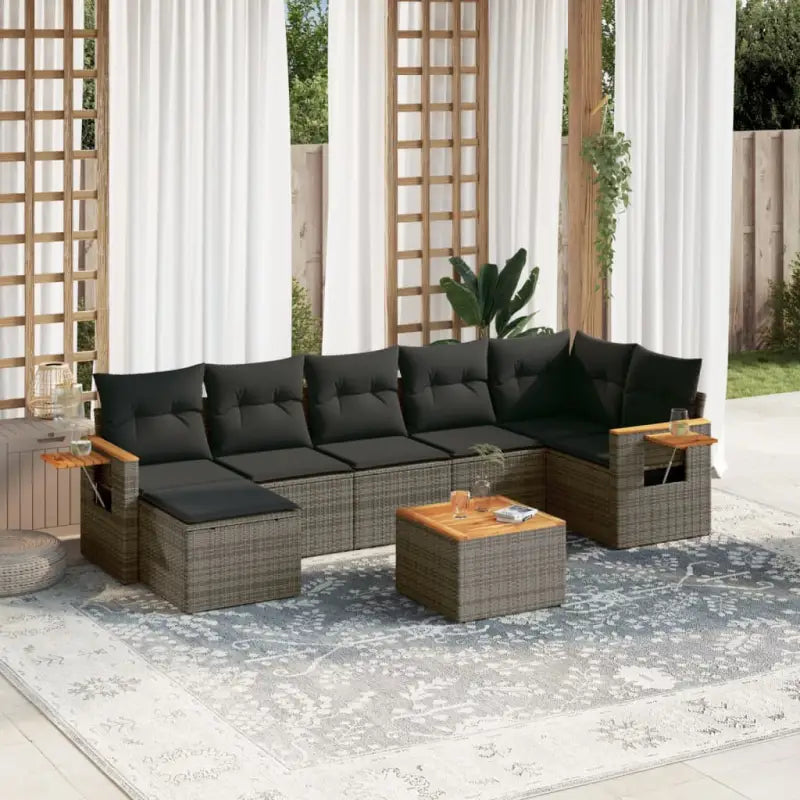 Lounge tuinset met waterdichte tas en gepoedercoat staal in beige - Grijs / Met tafel - Tuinsets