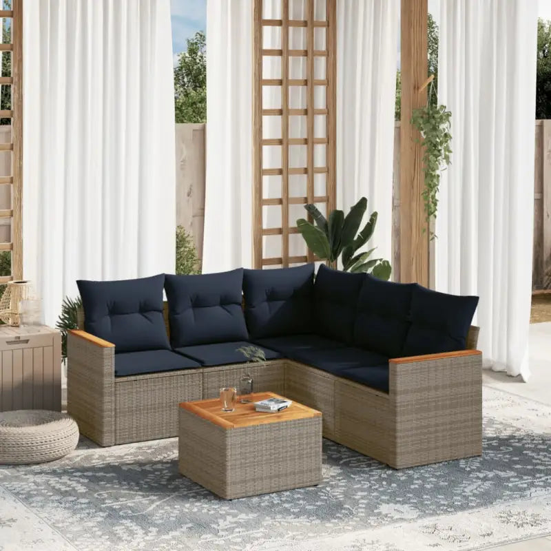Lounge tuinset met waterdichte tas en grijs gepoedercoat staal - Grijs en blauw / Met tafel - Tuinsets