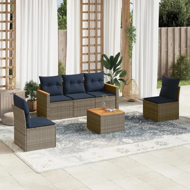 Lounge tuinset met waterdichte tas en grijs gepoedercoat staal - Grijs en blauw / Met tafel - Tuinsets