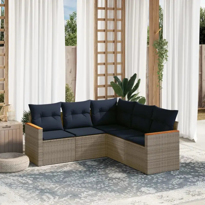 Lounge tuinset met waterdichte tas en grijs gepoedercoat staal - Grijs en blauw / Zonder tafel - Tuinsets