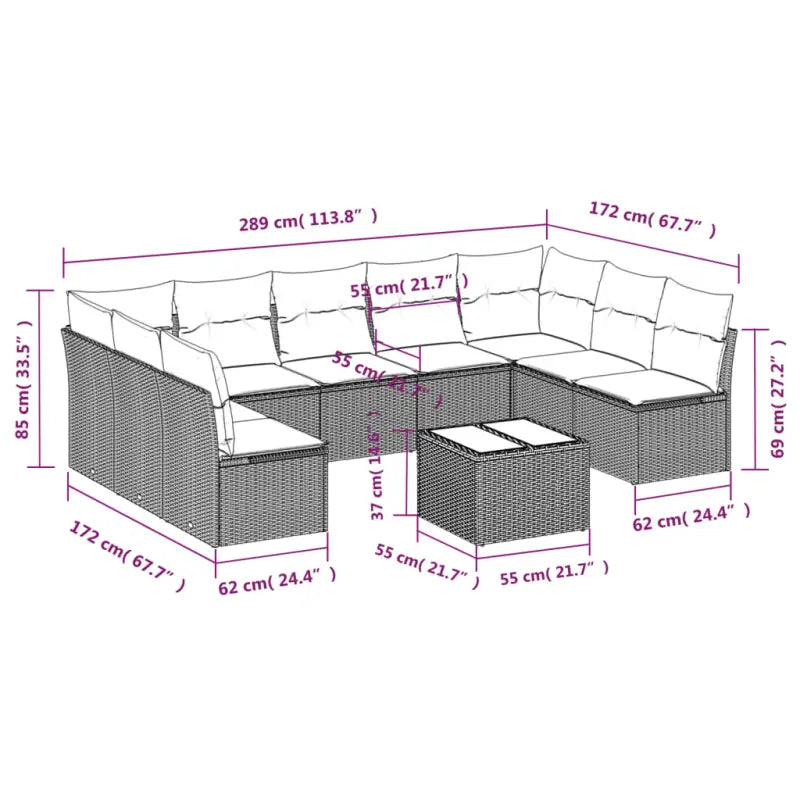 Lounge Tuinset met Waterdichte Tas en Grijs Gepoedercoated Staal - Tuinsets