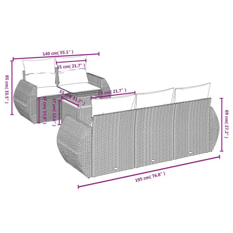 Lounge tuinset met waterdichte tas en grijs materiaal van gepoedercoat staal - Grijs - Tuinsets