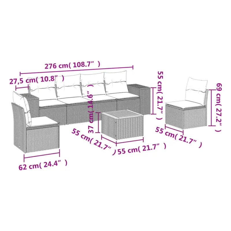 Lounge Tuinset met Waterdichte Tas en Grijs Materiaal van Gepoedercoat Staal - Tuinsets