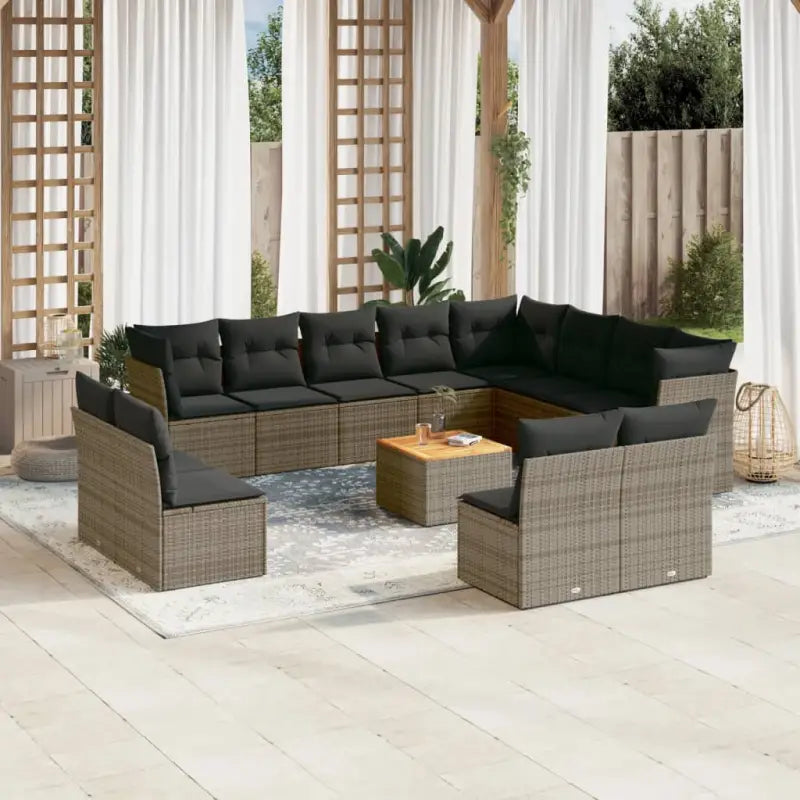 Lounge tuinset met waterdichte tas en zwart gepoedercoat staal - grijs en donkergrijs - Tuinsets