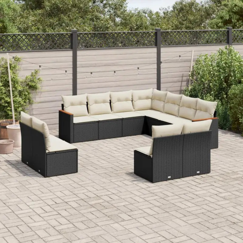 Lounge tuinset met waterdichte tas in beige materiaal en gepoedercoat staal - Zwart en crème / Zonder tafel - Tuinsets
