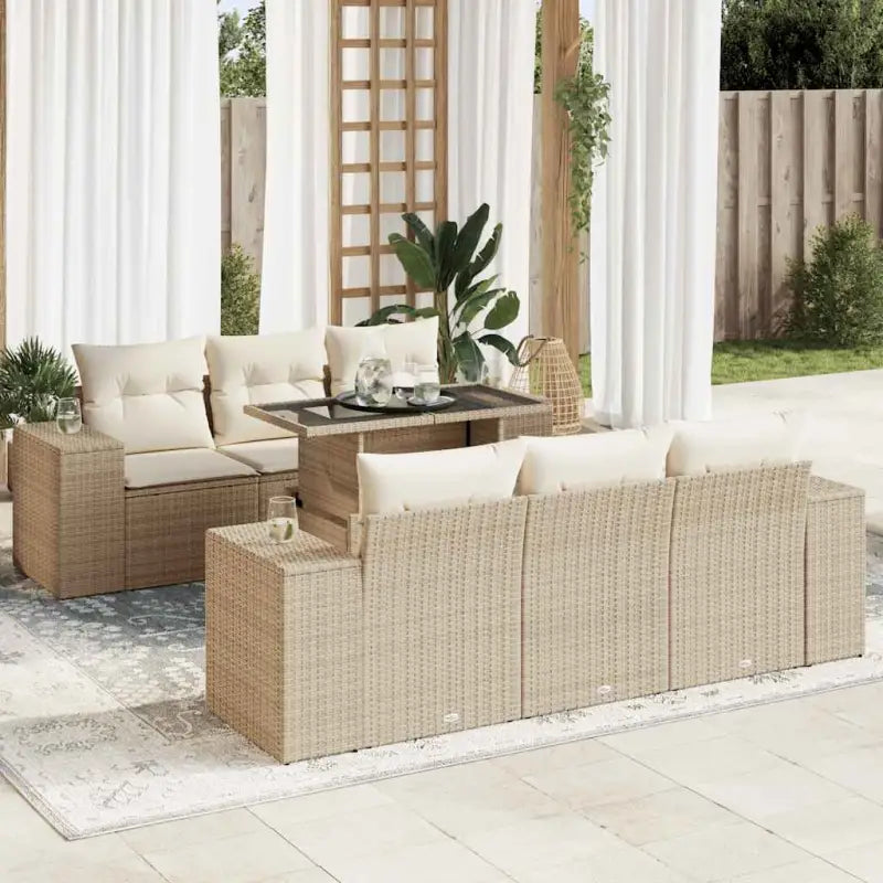 Lounge tuinset met waterdichte tas in beige materiaal en gepoedercoat staal - beige en crèmekleurig - Tuinsets
