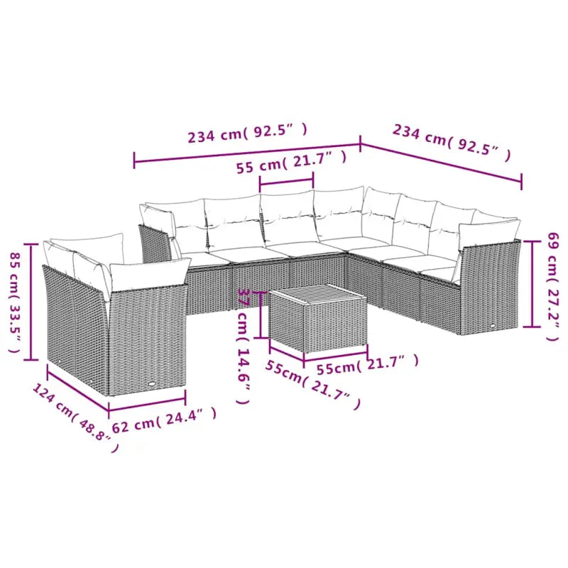 Lounge tuinset met waterdichte tas in grijs materiaal en gepoedercoat staal - Grijs - Tuinsets