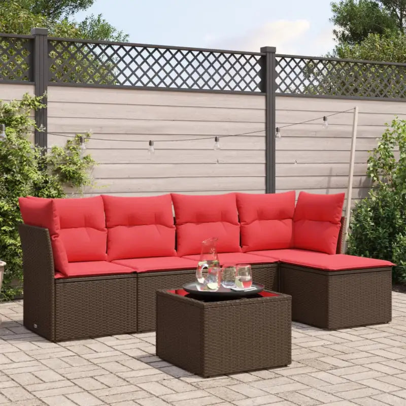 Lounge tuinset met waterdichte tas in grijs materiaal en gepoedercoat staal - Bruin / Met tafel - Tuinsets