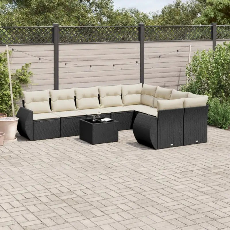 Lounge tuinset met waterdichte tas in zwart gepoedercoat staal - Zwart en crème / Met tafel - Tuinsets