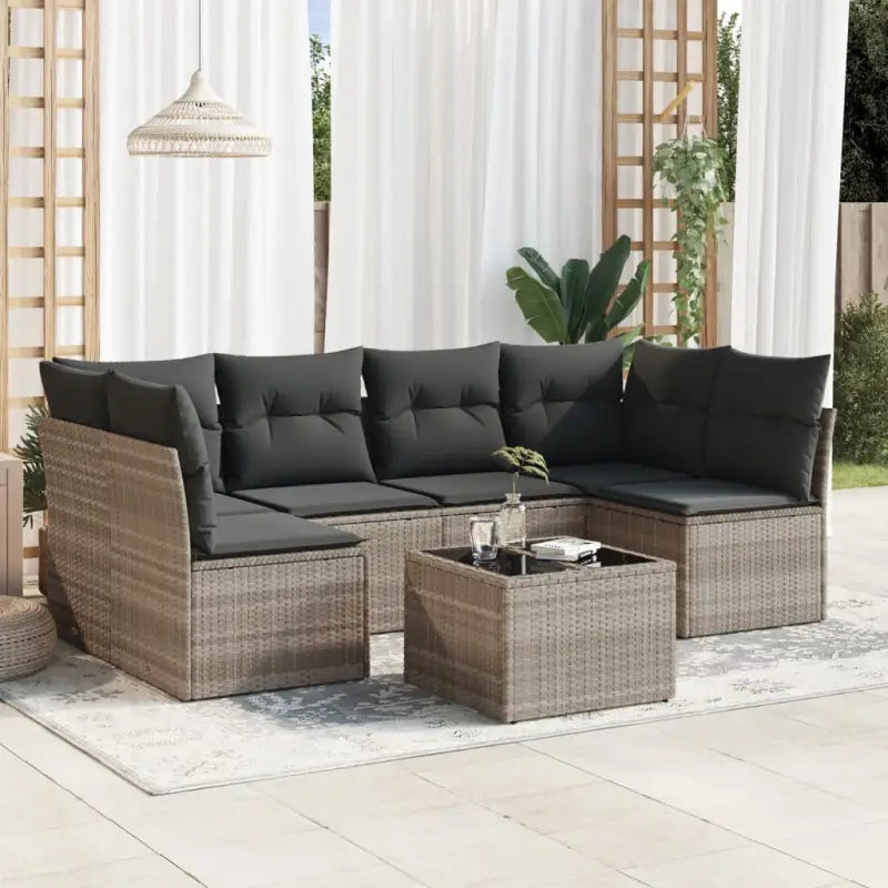 Lounge tuinset met waterdichte tas in zwart gepoedercoat staal - Lichtgrijs / Met tafel - Tuinsets