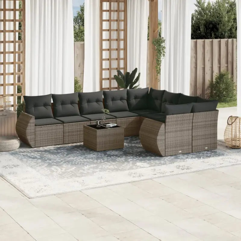 Lounge tuinset met waterdichte tas in zwart gepoedercoat staal - grijs en donkergrijs / Met tafel - Tuinsets