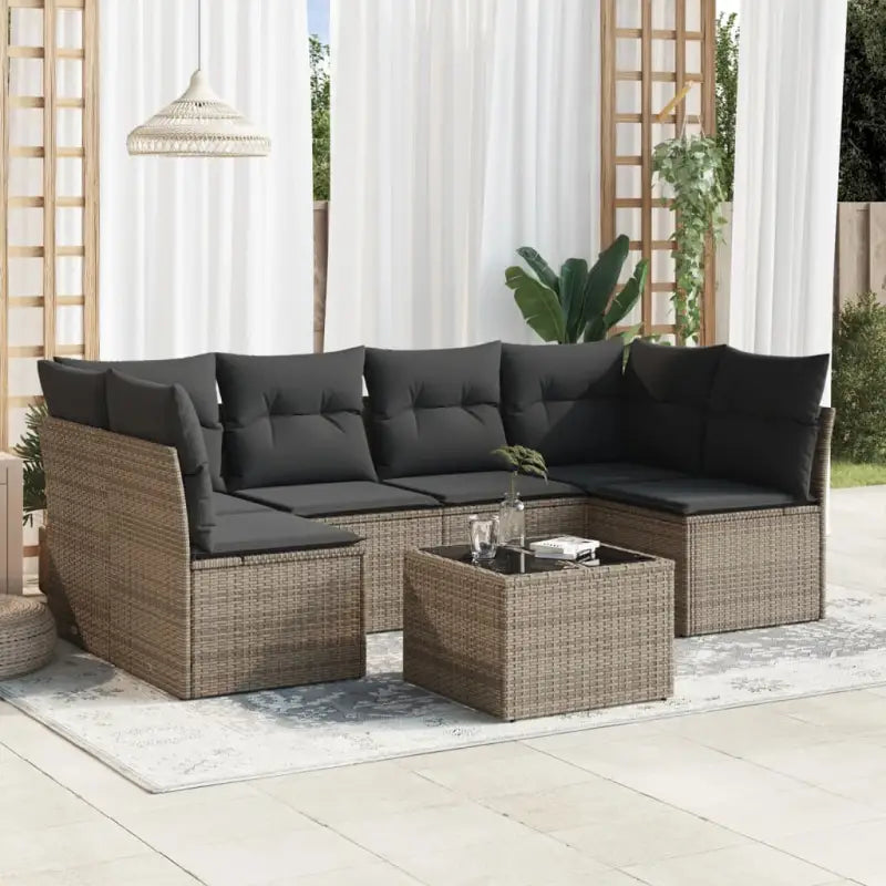 Lounge tuinset met waterdichte tas in zwart gepoedercoat staal - Grijs / Met tafel - Tuinsets