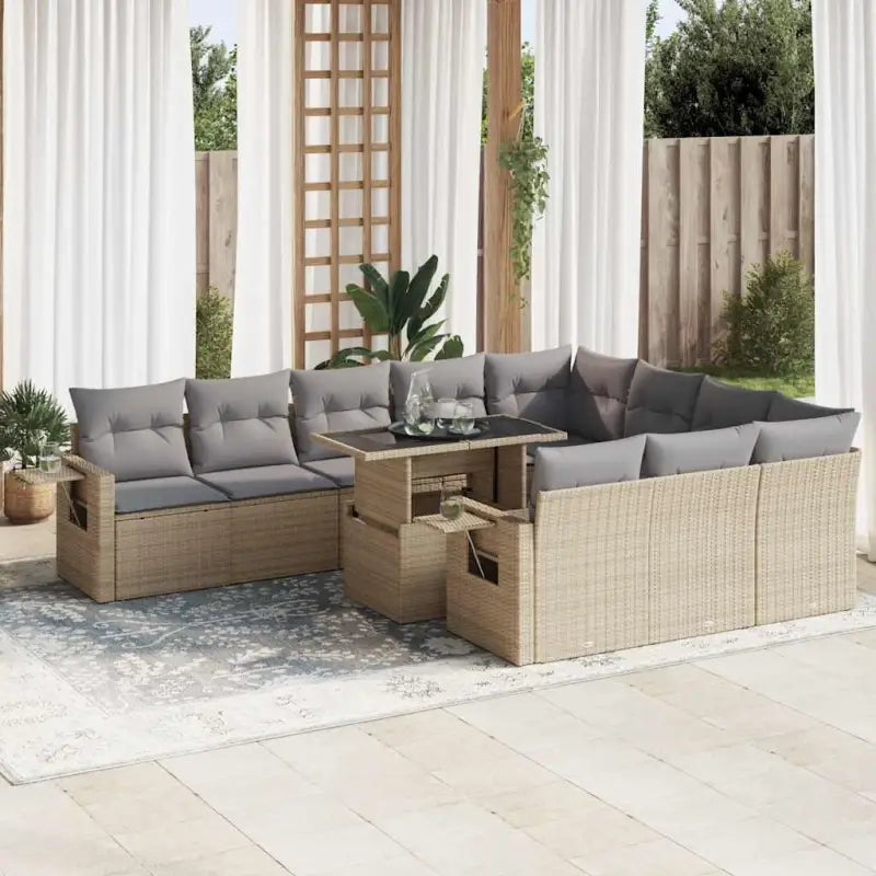 Lounge Tuinset met waterdichte zak en beige materiaal - Beige en grijs / met opbergruimte - Tuinsets