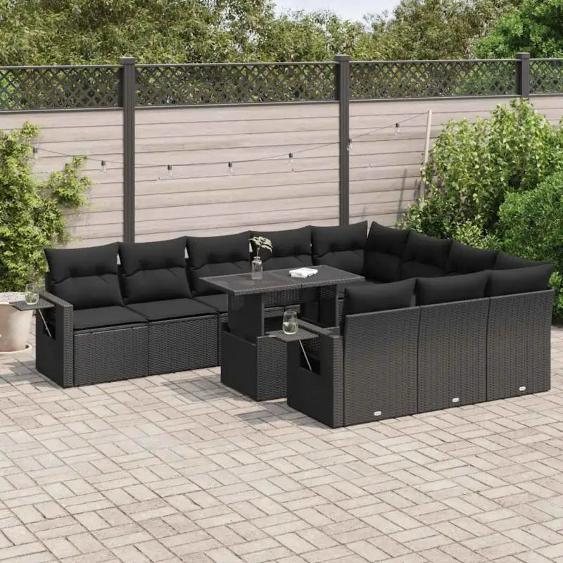 Lounge Tuinset met waterdichte zak en beige materiaal - Zwart / met opbergruimte - Tuinsets