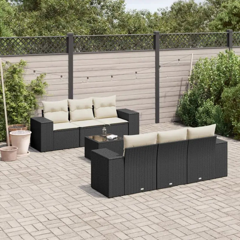 Lounge tuinset met waterdichte zak en zwart gepoedercoat staal - Zwart en crème - Tuinsets