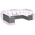 Lounge Tuinset met zwart materiaal en gepoedercoat staal afmetingen - Tuinsets