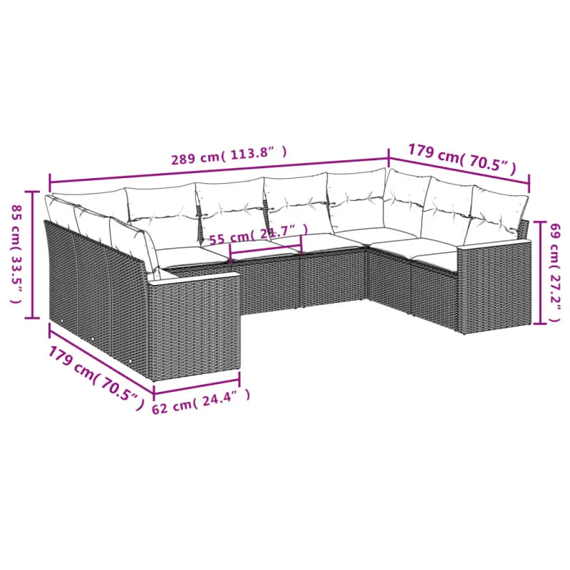 Lounge Tuinset met zwart materiaal en gepoedercoat staal afmetingen - Tuinsets