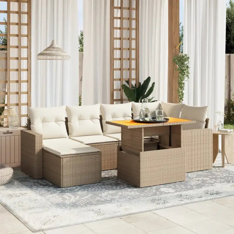 Lounge Tuinset met zwart materiaal en gepoedercoat staal afmetingen - Beige en grijs / Hout - Tuinsets