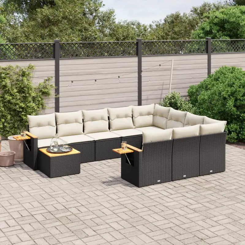 Lounge tuinset met zwart materiaal en gepoedercoat staal - Zwart en crème - Tuinsets