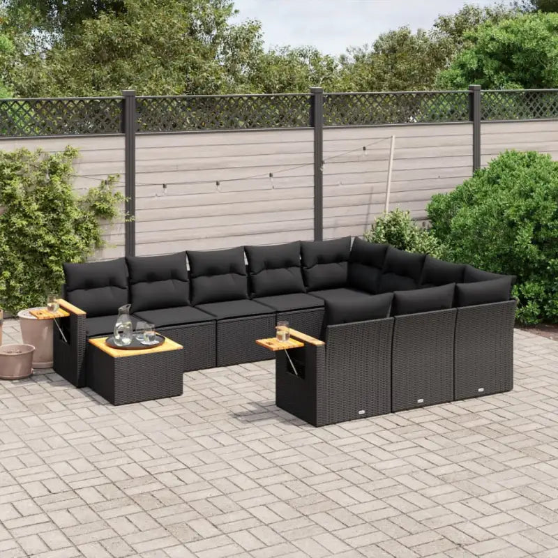 Lounge tuinset met zwart materiaal en gepoedercoat staal - Zwart - Tuinsets