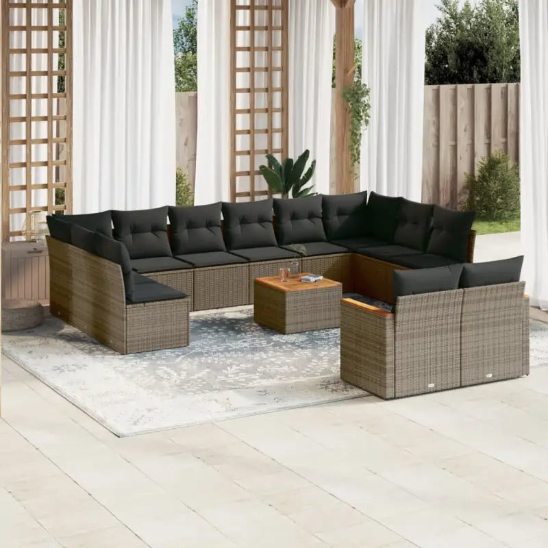 Lounge tuinset met zwart materiaal en waterdichte tas voor buitencomfort - Grijs / Met tafel - Tuinsets