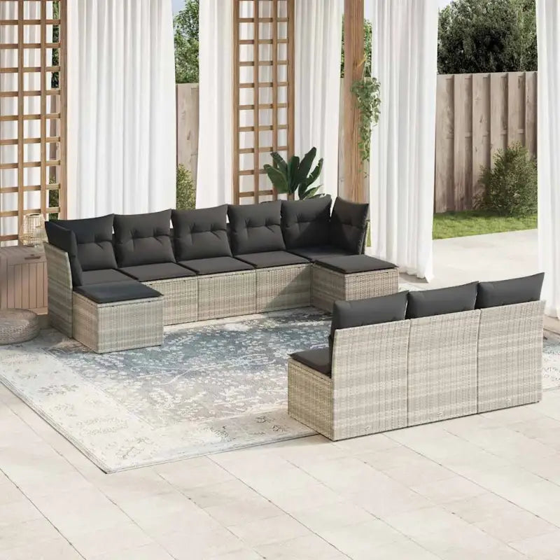Lounge tuinset met zwart materiaal en waterdichte tas van gepoedercoat staal - Lichtgrijs / Zonder tafel - Tuinsets