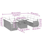 Lounge tuinset van beige materiaal en gepoedercoat staal met afmetingen - Tuinsets