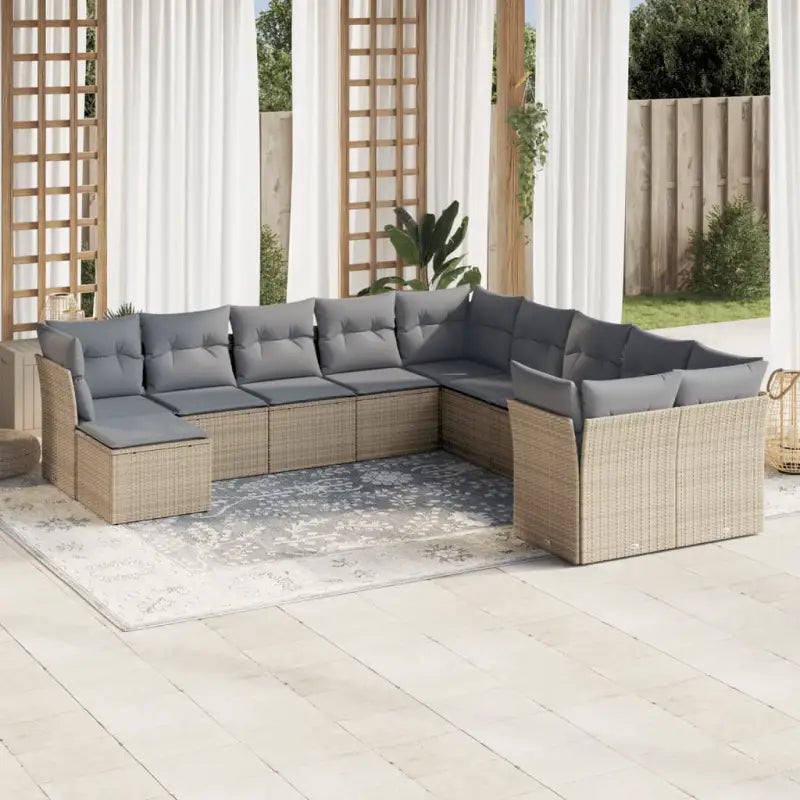 Lounge tuinset van beige materiaal en gepoedercoat staal met waterdichte tas - Beige en grijs / Zonder tafel - Tuinsets