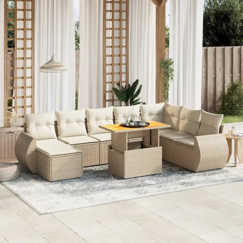 Lounge tuinset van beige materiaal en gepoedercoat staal met afmetingen - beige en crèmekleurig / zonder opbergruimte