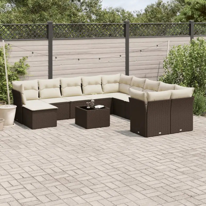 Lounge tuinset van beige materiaal en gepoedercoat staal met waterdichte tas - Bruin en crème / Met tafel - Tuinsets