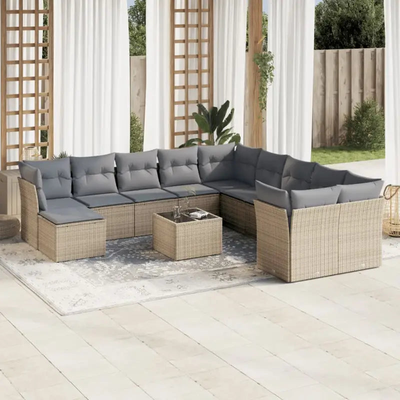 Lounge tuinset van beige materiaal en gepoedercoat staal met waterdichte tas - Tuinsets