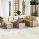 Lounge tuinset van beige materiaal en gepoedercoat staal met afmetingen - beige en crèmekleurig / met opbergruimte