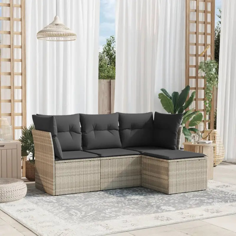 Lounge tuinset van beige materiaal en gepoedercoat staal afmetingen - Lichtgrijs / Zonder tafel - Tuinsets