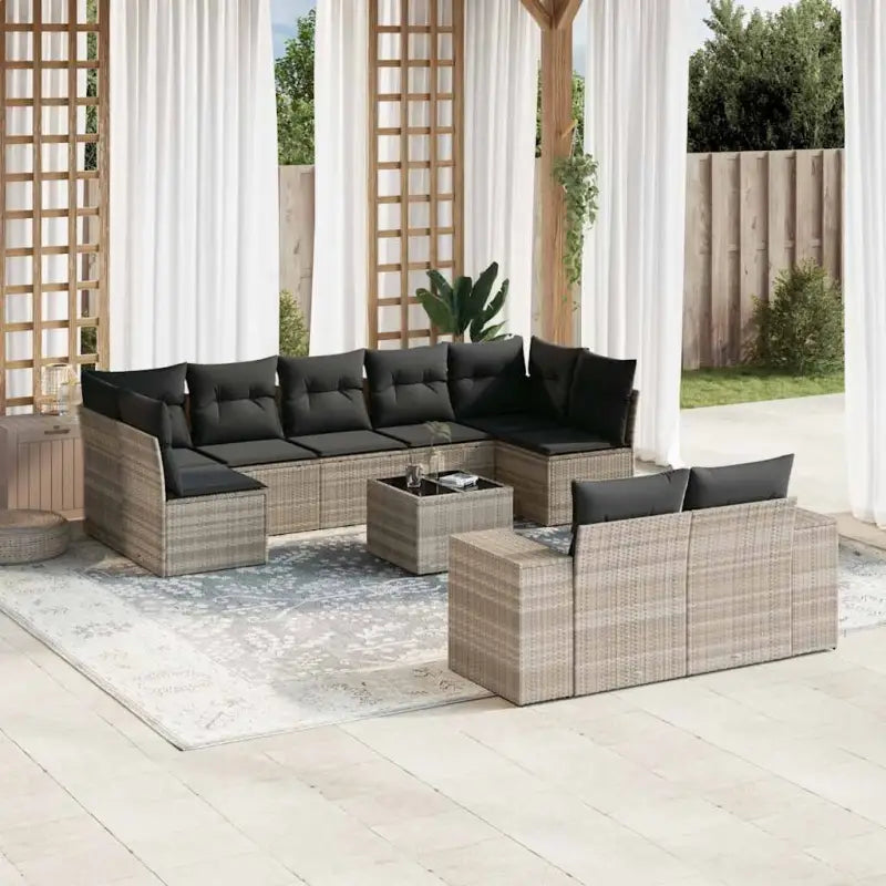 Lounge tuinset van beige materiaal en gepoedercoat staal afmetingen - Lichtgrijs / Zonder tafel - Tuinsets