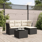 Lounge tuinset van beige materiaal en gepoedercoat staal afmetingen - Zwart en crème / Met tafel - Tuinsets