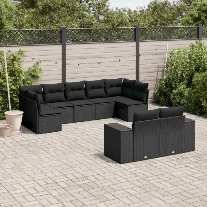 Lounge tuinset van beige materiaal en gepoedercoat staal afmetingen - Zwart / Met tafel - Tuinsets