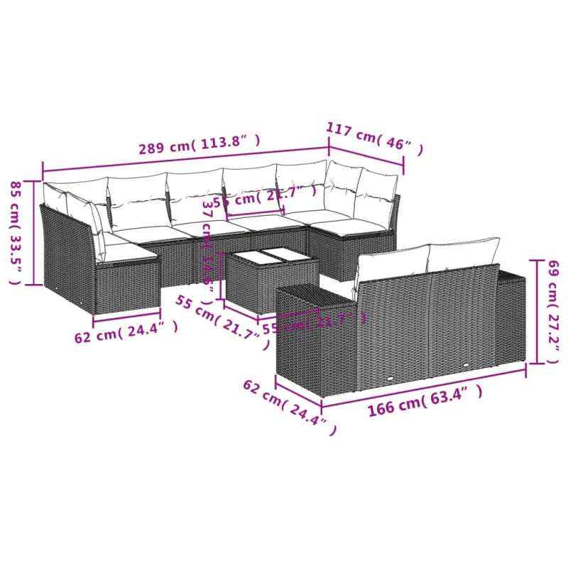 Lounge tuinset van beige materiaal en gepoedercoat staal afmetingen - Tuinsets