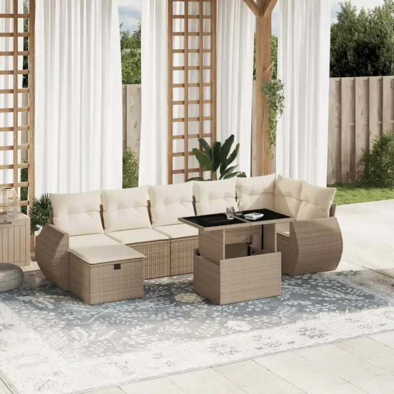Lounge Tuinset van Beige Materiaal en Gepoedercoat Staal - beige en crèmekleurig / zonder opbergruimte - Tuinsets