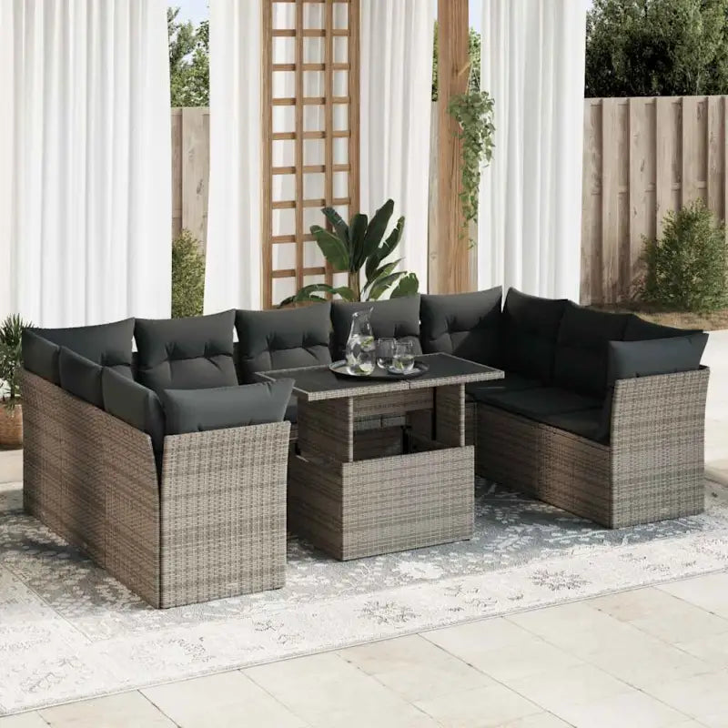 Lounge tuinset van beige materiaal en gepoedercoat staal - Grijs / met opbergruimte - Tuinsets