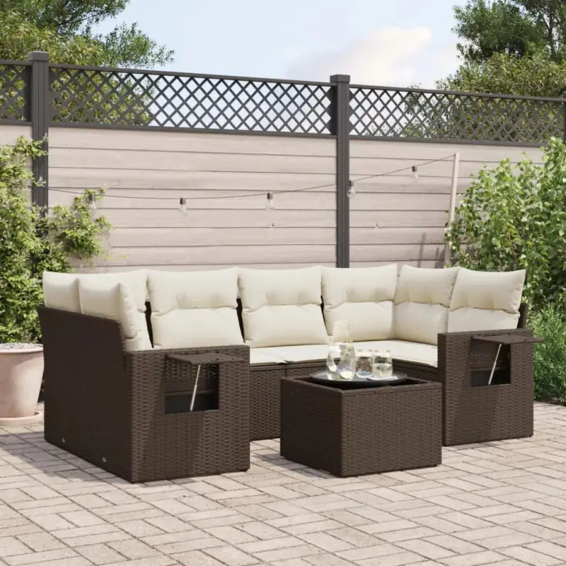 Lounge Tuinset van beige materiaal en gepoedercoat staal met perfecte afmetingen - Bruin en crème - Tuinsets