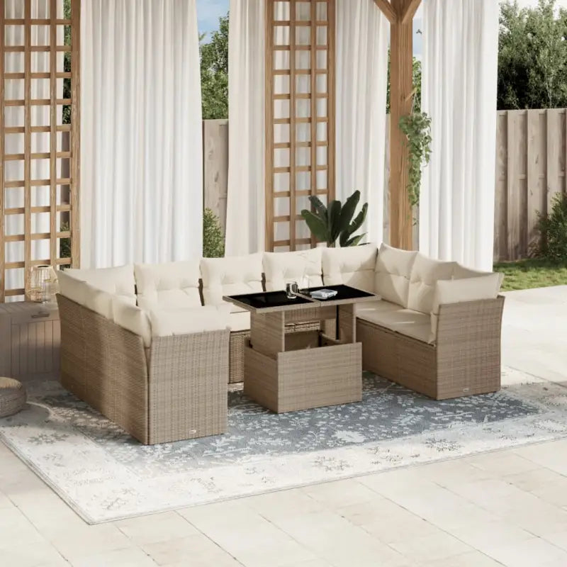 Lounge tuinset van beige materiaal en gepoedercoat staal - Tuinsets