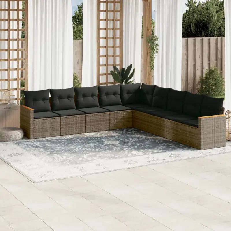 Lounge tuinset van beige materiaal en gepoedercoat staal voor buiten - Grijs / Zonder tafel - Tuinsets