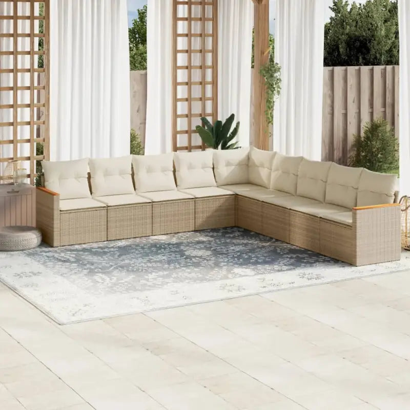 Lounge tuinset van beige materiaal en gepoedercoat staal voor buiten - Beige / Zonder tafel - Tuinsets