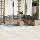 Lounge tuinset van beige materiaal en gepoedercoat staal voor buiten - Gemengd beige / Met tafel - Tuinsets